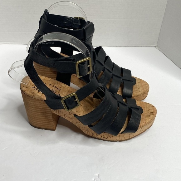 Kork Ease Camille Black Leather Wedge Slingback Heeled Sandals Size 9 - Picture 6 of 8